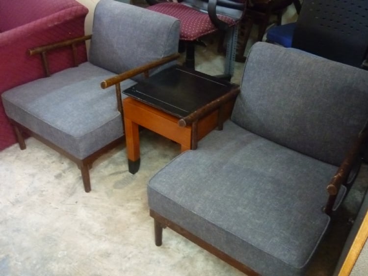 Used Hotel Furniture-Used Hotel 2 Single Solid Wood Sofa with Coffee Table Set
