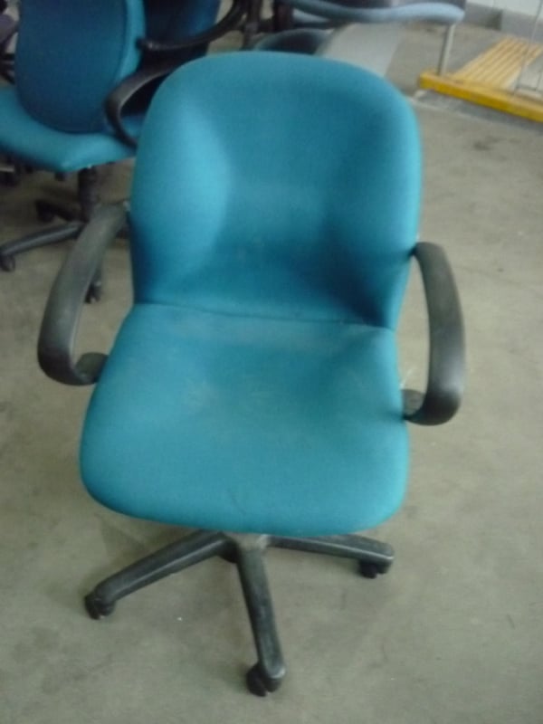 Used Office Chair-Blue Mid Back Office Chair with Handle