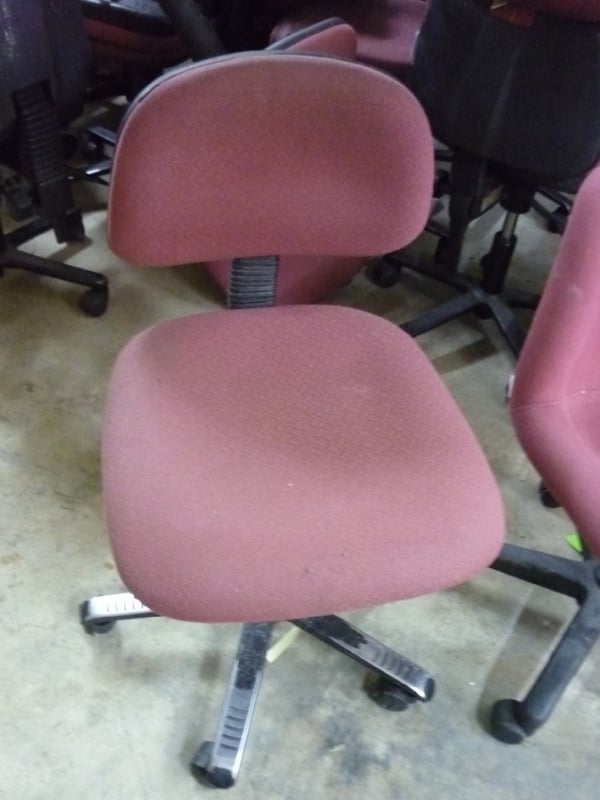Red Low Back Roller Office Chair