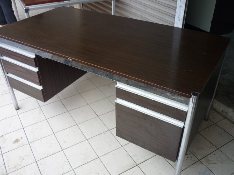 5FT Solid Wood S Steel Leg Office Table wt Drawer