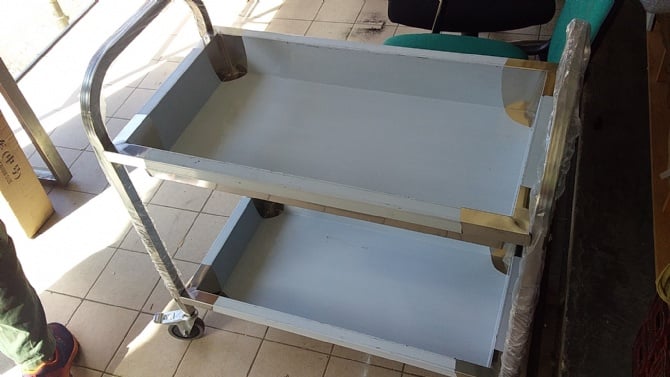 Stainless Steel Roller 2 Level Food Trolley