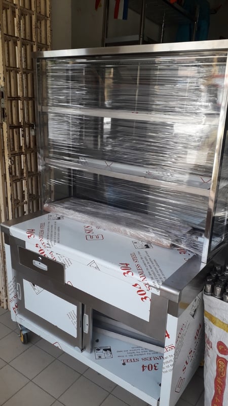 4FT 2 Level Glass Display Stainless Steel Stall